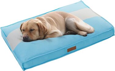 Гніздо для собак Ellie-Bo середнього розміру 71x48x10 см з смугастим покриттям чорного та коричневого кольорів, підходить для клітки 76,2 см (Blue with Grey Stripe, XXL - [L117 x W75 x H10cm])