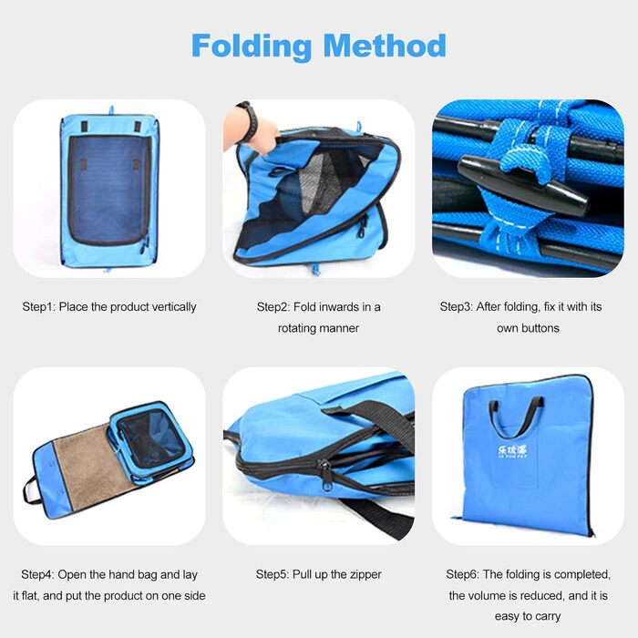 Складана переносна переносна коробка для собак Ergocar для автомобіля, блакитна, з підстилкою з флісу