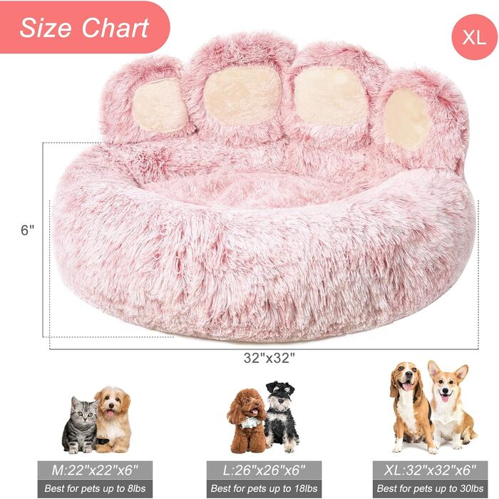 Кругле собаче ліжко Jiupety з м'якої плюшевої тканини, форма пончика, для собак середніх порід, розмір 81 см, зручне та м'яке, можна прати, рожеве, 81 x 81 x 25 см