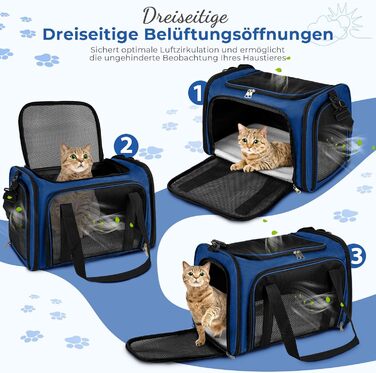 Транспортна сумка для кота та собаки до 5 кг, складана, з плечовим ременем, 50 x 34 x 34 см, темно-синій