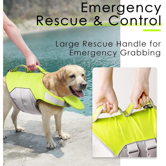 Спасальний жилет для собак ThinkPet, зелений, розмір M, регульований, з відбиваючими елементами