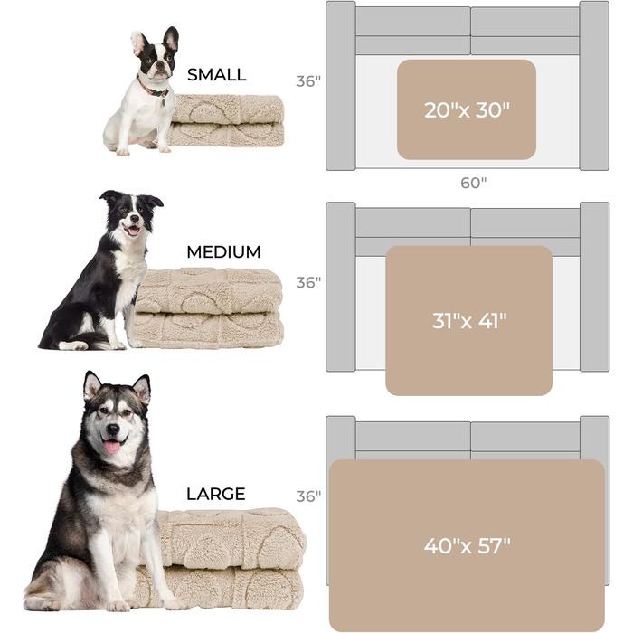 Плед для собак та котів Luciphia, 2 шт. у бежевому кольорі, 145x102 см (57x40 дюймів), прання можливе