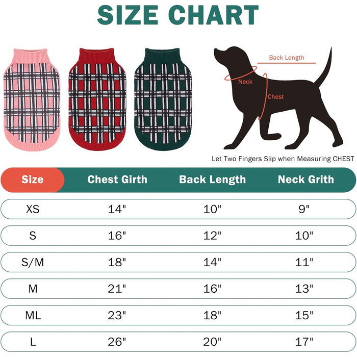 Світер для собак SCENEREAL з візерунком, теплий в'язаний светр з м'яким коміром-горловиною для собак маленьких, середніх та великих порід, цуценят та котів, для осені та зими, на холодну погоду, зелений, розмір Small-Medium