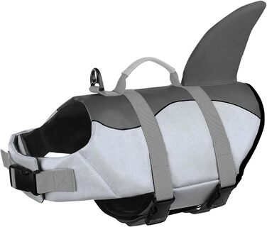 Спасальний жилет для собак AOFITEE, великий, сірий, з ручкою та світловідбиваючими смугами