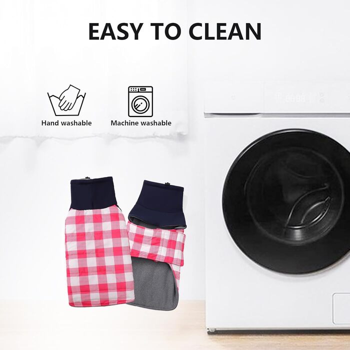 Зимовий нашийник для собак Dachshund від Geyecete, водонепроникний, з отвором для повідка, теплий, для маленьких собак, рожевий в клітинку (XS)