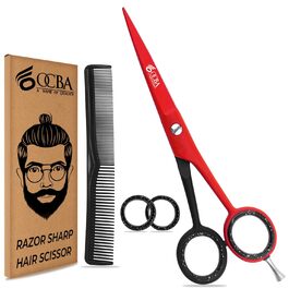 Професійні ножиці для волосся OCBA 6 дюймів - ножиці для перукарів та салонів, для чоловіків та жінок (червоно-чорні)
