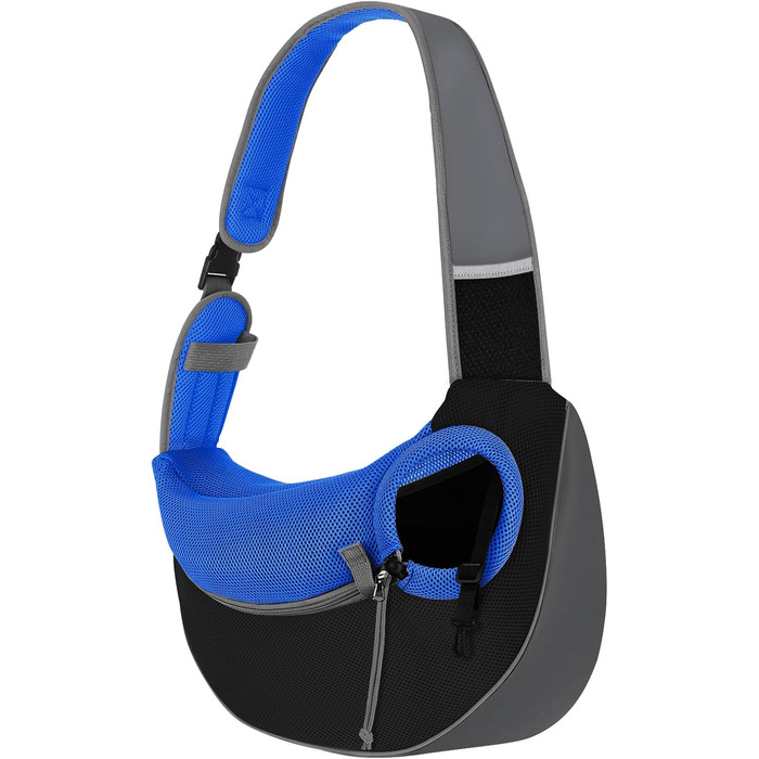Сумочка для собак Pawaboo з кишенею для дотику, регульована переноска для собак, сумка для перенесення домашніх тварин для прогулянок на відкритому повітрі - чорний (Індиго, M)