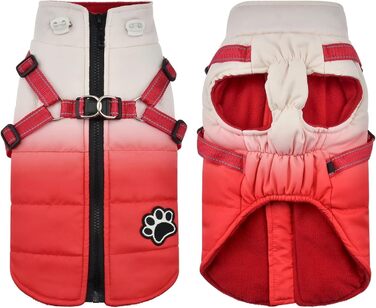 Зимова куртка для собак з повдцем, тепла спинка на блискавці, для малих, середніх та великих собак, вітронепроникна, світловідбиваюча (98-R,XXL)