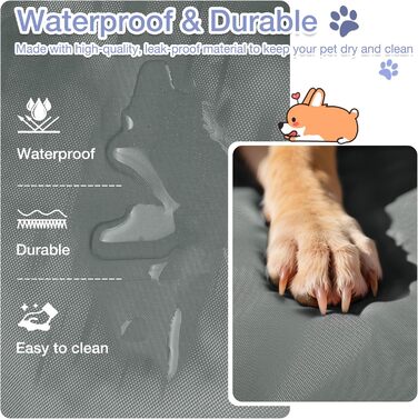 Водонепроникний килимок для собак Pawsse 127 x 70 см - для подорожей, авто, кемпінгу (сірий)