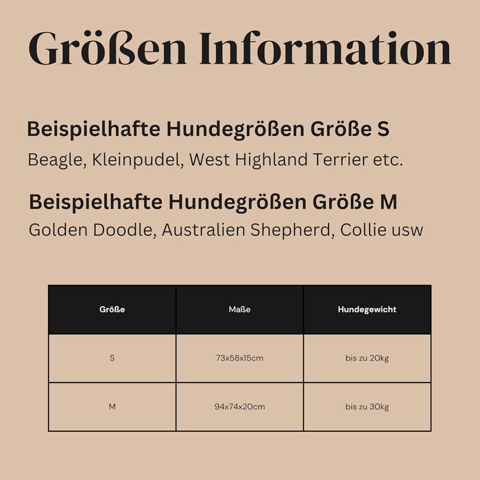 Ортопедичне ліжко для собак Bouclé, бежеве, з піною Memory Foam (M)