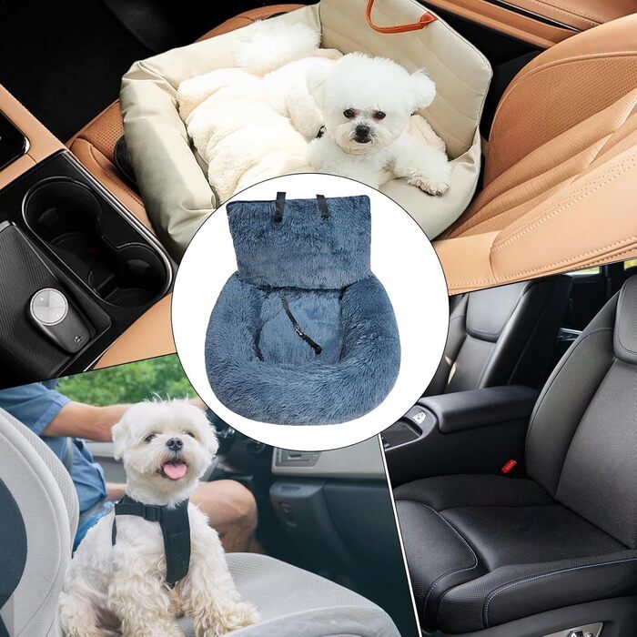 Автокрісло для собак: зручне та безпечне ліжко-крісло для автомобіля. Зручне, м'яке автоліжко для собак, відкидне, тепле, сірого кольору.