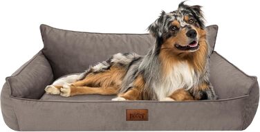 Собаче ліжко DOGGY XL 82x63 см, коричневе, м'яке ортопедичне ліжко-матрац для собак, лежак для домашніх тварин, диван, прошите, Fancy