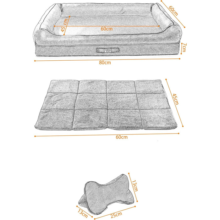 Райкоу - лежанка для собак з знімним подушкою, м'яка та миється. Лежанка, подушка для собак, собаче ліжко, килимок - високоякісне місце для сну для вашого вірного друга. (Темно-сірий, 80 * 60 * 7 см)