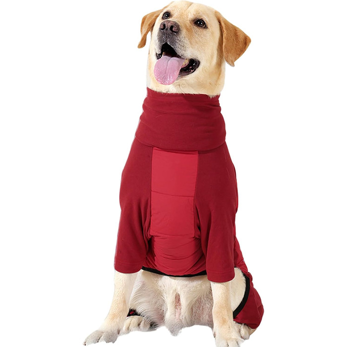 Зимовий теплий одяг для собак: куртка з високим коміром, XL, сірий/червоний. Підходить для маленьких, середніх та великих собак. Для прогулянок та альпінізму.