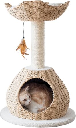 Розкішний ручної роботи котячий дерево Petpals Boho Chic – сучасні меблі для котів з лежаком і когтеточкою, екологічний дизайн, ідеально для малих порід