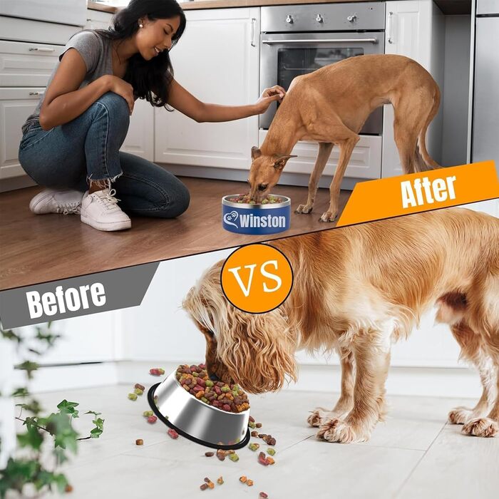 Персоналізований миска для собак та котів – нержавіюча сталева миска з іменем, неслизька годівниця для собак та котів, поїлка (блакитна)