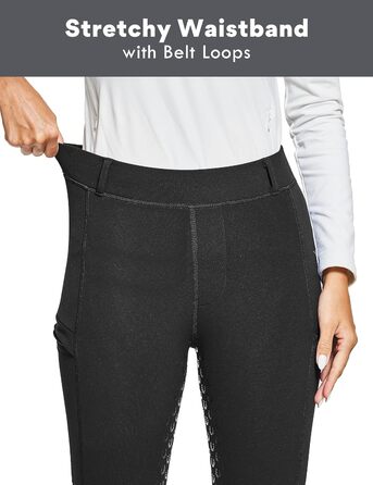 Легінси для верхової їзди жіночі зимові FitsT4 з флісу, силіконовий повний сидіння, з блискавкою та петлями для ременя, чорні, розмір M