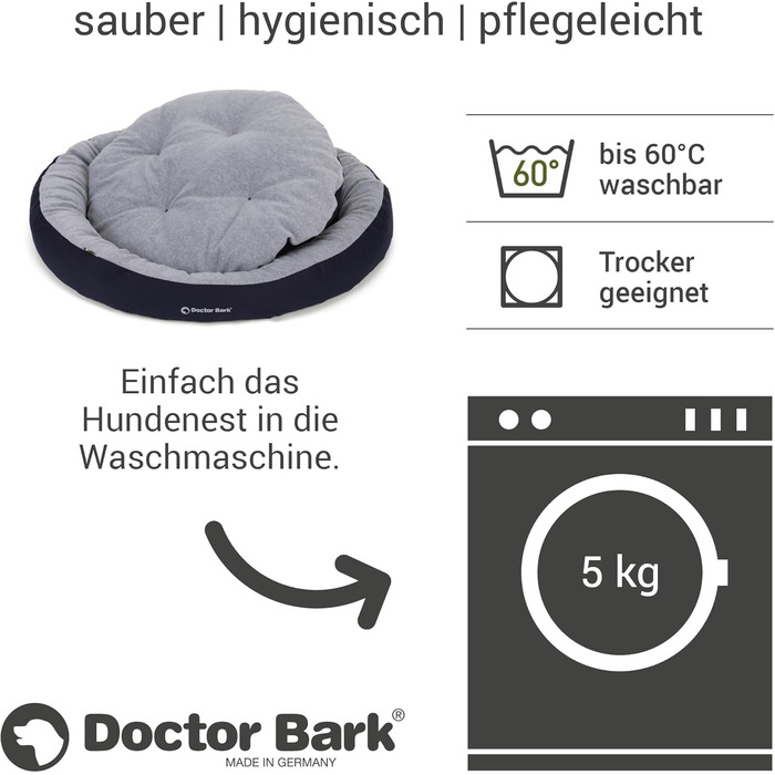 Кругле ліжко для собак середніх порід Doctor Bark GreenLabel, 60x50 см, колір кобальт