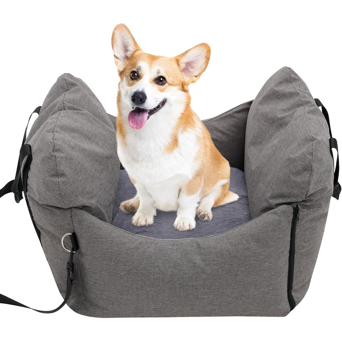 Автомобільний лежак для собак, знімний та миючий, неслизький, для маленьких та середніх собак, з ременями безпеки та бічними кишенями, підходить для будь-якого авто