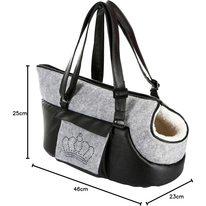 Транспортна сумка для собак та котів Kerbl Chiara, 46x23x25 см, поліестер, чорний/сірий