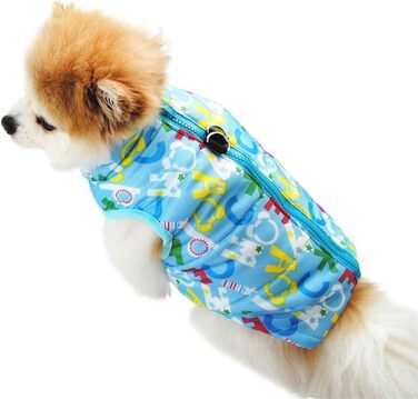 Зимовий теплий накид для собак Doubleer: водонепроникний, вітронепроникний, з блискавкою. XS, S, M, L. Колір: світло-блакитний.