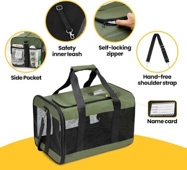 Транспортна переноска для котів та собак Conlun, зелена, L, розкладний дизайн