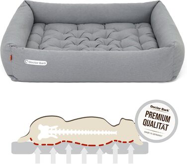Ортопедичне ліжко для собак Doctor Bark - великі породи, XL (100x90 см), світло-сіре, знімний чохол, миється до 95°C