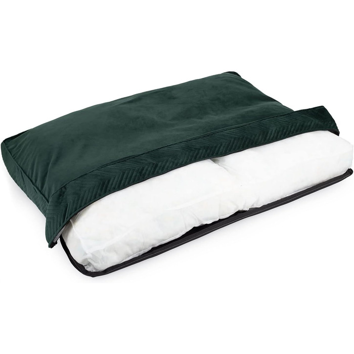 Ексклюзивне ліжко для собак XL | М'який лежак з Memory Foam | Килимок для великих собак | Легко миється | Імітація замші | Великий розмір | Колір: (M: 50 x 65 см, Зелений (Вельвет))