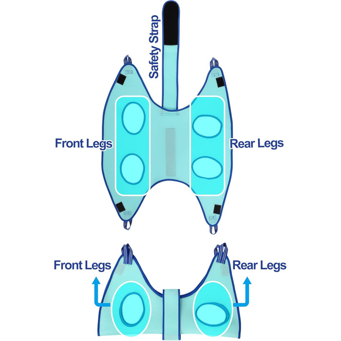 Гамак для грумінгу собак, гамак для догляду за собаками, набір для стрижки кігтів з гамаком, гамак для грумінгу собак з широким ременем (середній, до 16 кг, блакитний)