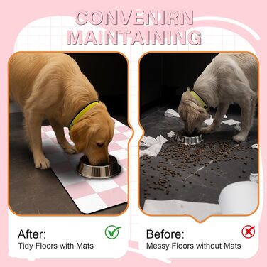 Килимок для годівлі котів та собак BLESWIN - антиковзкий килимок під миски для тварин, 71x42 см, чорно-білий