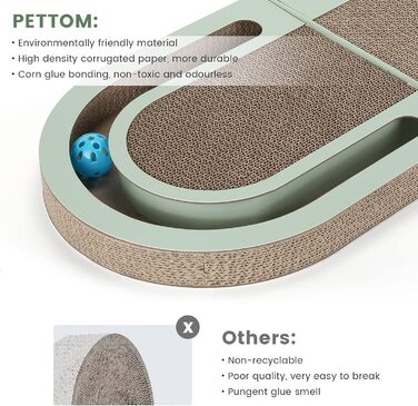 Кігтеточка PETTOM для котів з м'ячиком, двостороння, 66*30*4 см