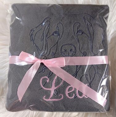 Персоналізована ковдра для собак з вишивкою породи та імені. М'яка ковдра для цуценят та собак, 130x170 см, для дому, авто, софи, сіра, washable