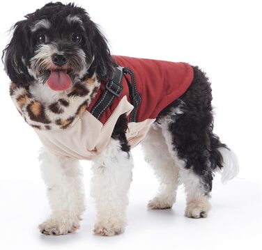 Зимовий теплий одяг для собак YRRYGMN: куртка з відбиваючими елементами, комір з хутром, для холодної погоди, розмір L (45-49 см обхват грудей)