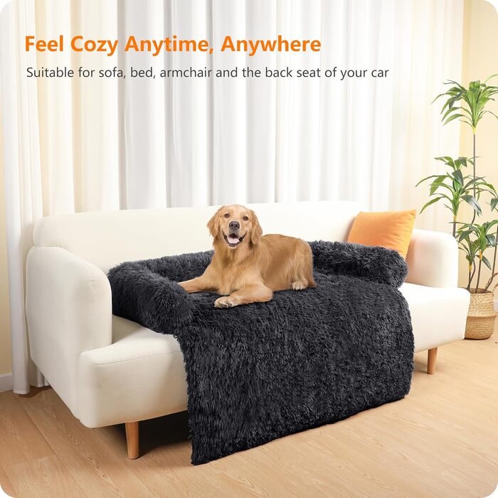 Крісло-лежанка для собак великих та середніх порід, антиковзаюча підстилка, 110 x 95 x 18 см, темно-сірий колір