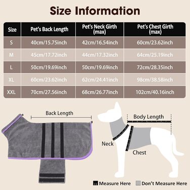 Рушник для собак, мікрофібра, середні та великі породи - сірий, швидке сушіння, супер вбирання, для собак та котів (фіолетовий, XXL), 2 сторони сірий/фіолетовий