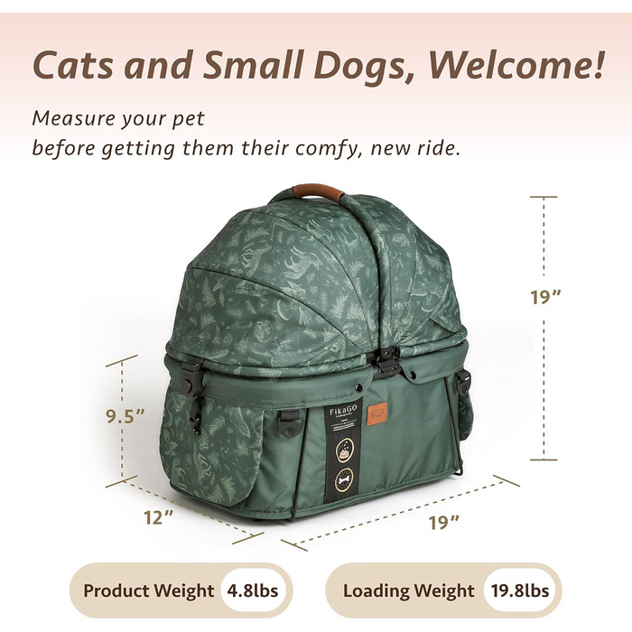 FIKAGO Сумка-переноска для собак та котів Sway – стильна, безпечна та складана переноска для тварин (Oslo Forest)