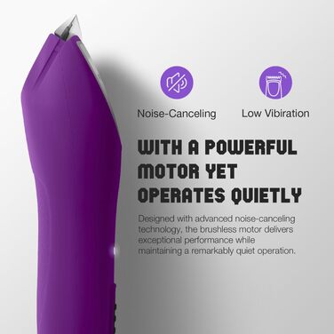 Професійна машинка для стрижки собак, 2 швидкості, ергономічний дизайн, для собак та котів, триммер для довгого, густого та кучерявого хутра, (Ліловий)