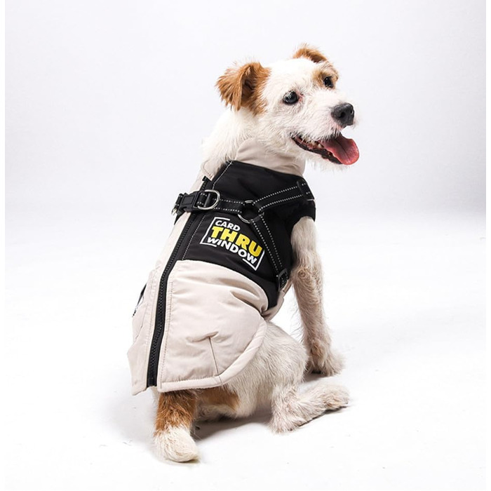 Зимовий одяг для собак, тепла куртка для тварин, костюм для катання на лижах, водонепроникна та вітронепроникна, бавовняна жилетка з рукавами та світловідбиваючими елементами, блискавка (чорний, M)