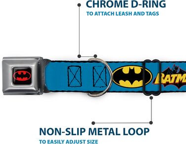 Нашийник Buckle Down BMC Batman для собак, чорний/жовтий, міцний нейлон
