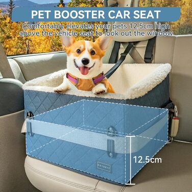 Автомобільний лежак для собак PETFIT, 12.5 см, блакитний, до 12 кг, з підкладкою