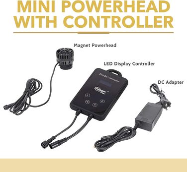 Акваріумна хвильова помпа hygger Mini, DC-магнітна помпа з LED-контролером, 6000 л/год, для прісної та солоної води