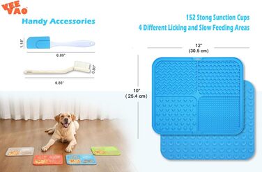 Килимок для собак великих порід VEEVAO XL, 30,5 x 25,4 см, силікон харчового класу, з присосками, для заспокоєння, блакитний