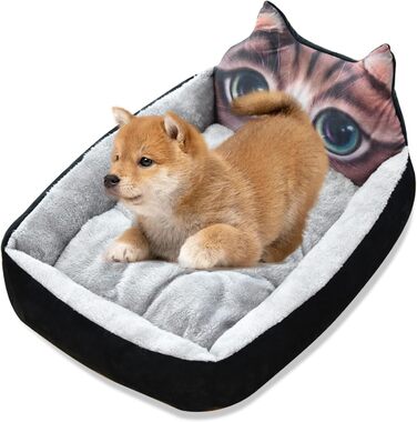 Килимок для собак Petcute: теплий, м'який, миючий, квадратний, для маленьких, середніх та великих собак та котів (50 см, чорний)