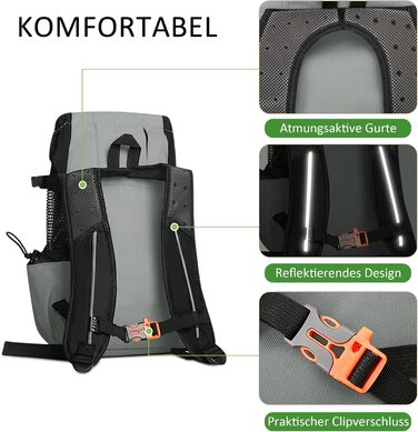 Рюкзак-переноска для собак ALLSOPETS, регульований, сірий шалфей, L