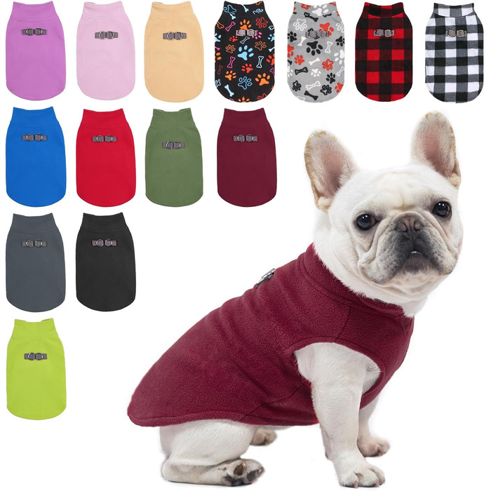 Тепла жилетка для собак BeautyZoo з капюшоном та кільцем для повідка – теплий одяг для маленьких та середніх собак, бургундський колір, розмір S (обхват грудей: 38.1 см)