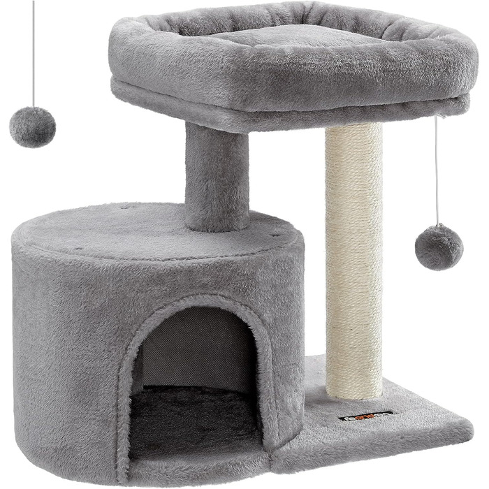 Дряпка для котів Feandrea PCT50W, кігтеточка з сизалю, кімнатна, сіра, з платформою