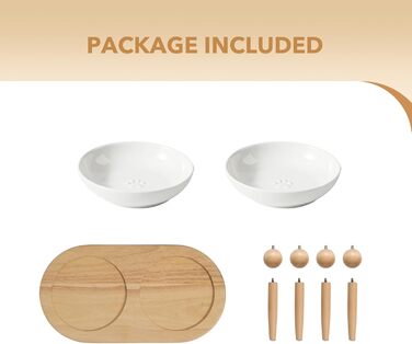 Миска для котів Havniva з піднятою керамічною платформою, широка для вусів, неслизька годівниця та поїлка з 2 підставками, регульований набір мисок (2 миски + підставка, Vintage Latte)