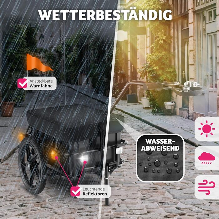 Тектейк® 2-в-1: Причіп для велосипеда, вантажний причіп та візок, аксесуари для велосипеда, гірського велосипеда та електровелосипеда, транспортний візок з кріпленням для велосипеда, з покриттям та повітряними колесами