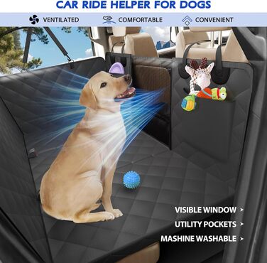 Подовжувач для заднього сидіння вантажівки XL для собак, жорстка основа, чохол на сидіння для собак, водонепроникний, гамак для собак у вантажівці, повний розмір, чохли для сидінь для домашніх тварин Crew Cab F150, RAM1500, Sierra, Tundra, Чорний 59'Lx28.