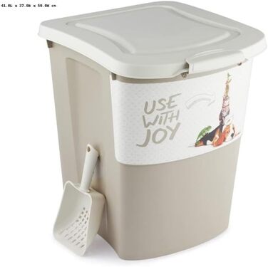 Контейнер для корму Rotho Archie 38л з кришкою, пластик PP, BPA-free, багатоколірний, бежевий